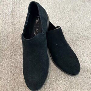Toms Women's 8.5 Shaye Low Black Suede Ankle Boot Slip On, Unworn